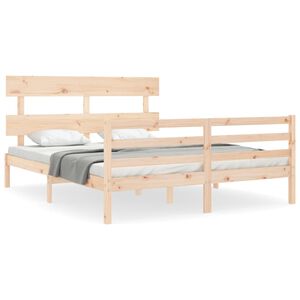 vidaXL Bedframe met hoofdbord massief hout