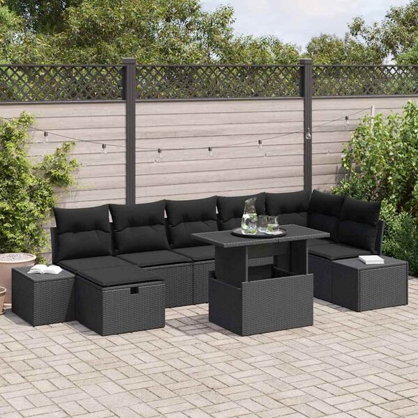 vidaXL Tuin Sofa Set 8 pcs Zwart poly rattan