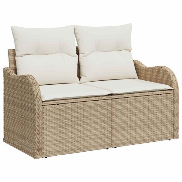 vidaXL Tuin Sofa Set met kussen 7 pcs Beige Poly riet
