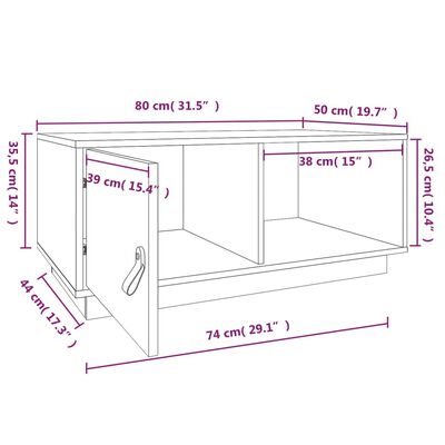 vidaXL Salontafel 80x50x35,5 cm massief grenenhout