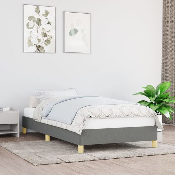 vidaXL Bedframe zonder matras 90x190 cm stof donkergrijs
