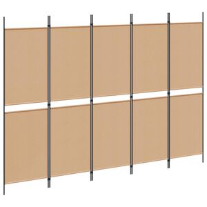 vidaXL 5-Panel Room Divider Beige 250 x 180 cm Stof