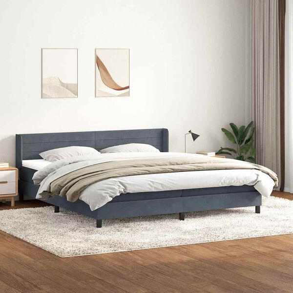 vidaXL Boxspring met matras fluweel donkergrijs 180x220 cm