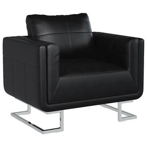 vidaXL Fauteuil met verchroomde poten kubus kunstleer zwart