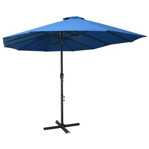 vidaXL Parasol met aluminium paal 460x270 cm blauw