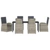 vidaXL Tuin eettafelset met kussen 7 pcs Grijs poly rattan