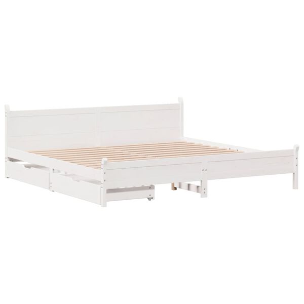 vidaXL Bedframe zonder matras massief grenenhout wit 200x200 cm