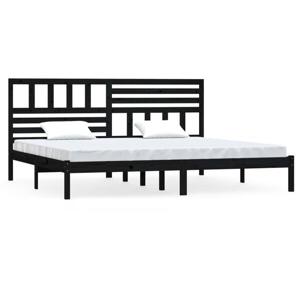 vidaXL Bedframe massief grenenhout zwart 200x200 cm