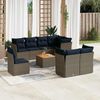 vidaXL 9-delige Loungeset met kussens poly rattan grijs