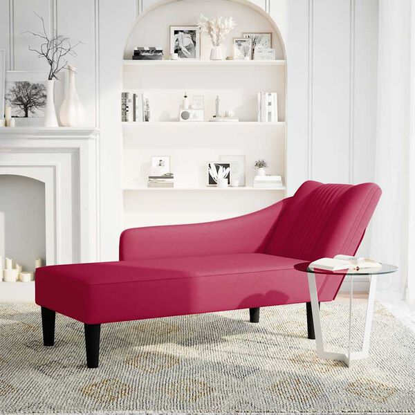 vidaXL Chaise longue met rechterarmleuning fluweel wijnrood