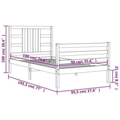 vidaXL Bedframe met hoofdbord massief hout