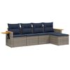 vidaXL 5-delige Loungeset met kussens poly rattan grijs