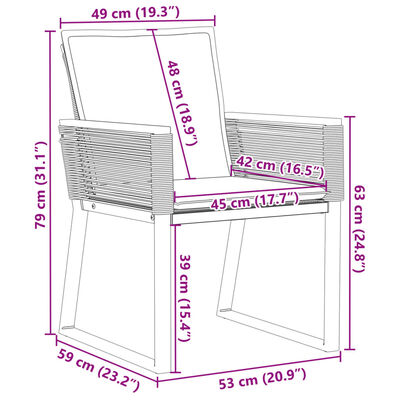 vidaXL Tuinstoelen 2 st met kussens poly rattan zwart