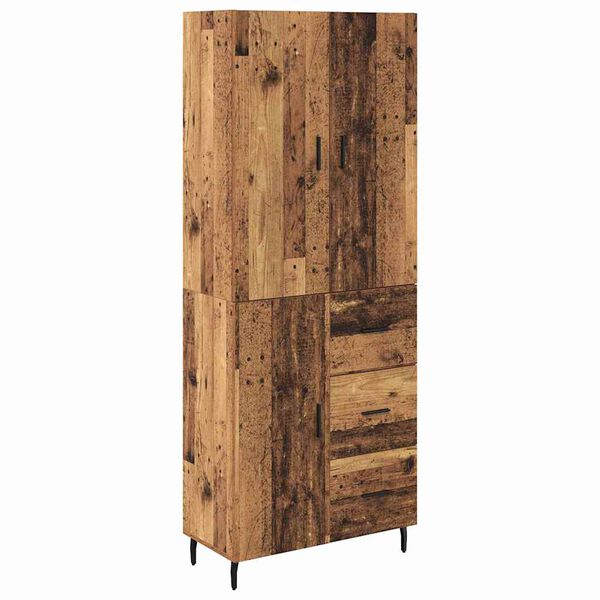 vidaXL Hoge kast met lade 2 pcs Oud Hout Geengineerd Hout en Glas