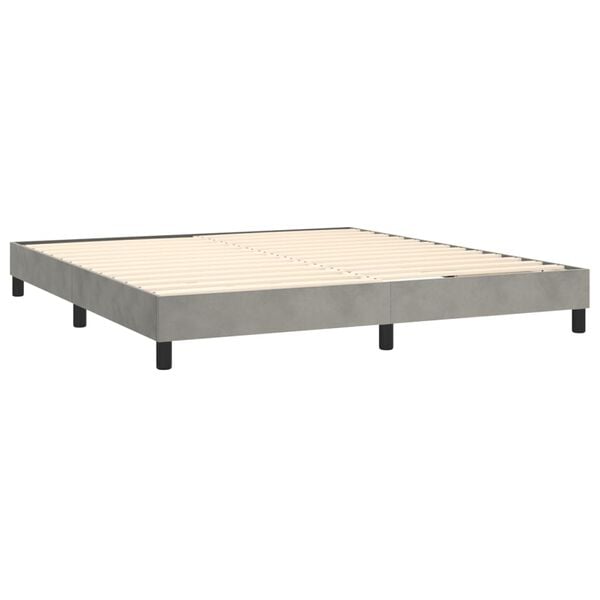 vidaXL Boxspring bed 160x200 cm fluweel lichtgrijs