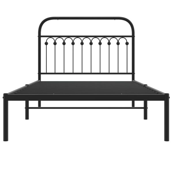 vidaXL Bedframe met hoofdbord metaal zwart 107x203 cm