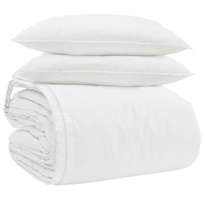 vidaXL Dekbed Set met kussen 3 pcs Wit Donsveertjes