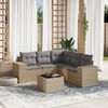 vidaXL 6-delige Loungeset met kussens poly rattan beige