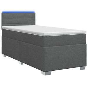 vidaXL Boxspring Bed met Matras en LED Donkergrijs 80 x 200 cm Stof