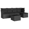 vidaXL 6-delige Loungeset met kussens poly rattan zwart