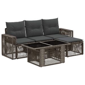 vidaXL Tuinbankenset 5 st Grijs en Donkergrijs poly rattan