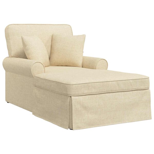 vidaXL Chaise Lounge met Rok met kussen Cr&egrave;me 91 x 157 x 91 cm Stof