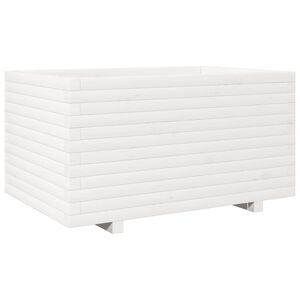 vidaXL Plantenbak 90x60x49,5 cm massief grenenhout wit