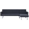 vidaXL Slaapbank L-vormig polyester donkergrijs