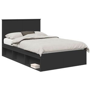 vidaXL Bedframe met lade Effen Zwart 135 x 190 cm Massief grenenhout