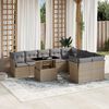 vidaXL 10-delige Loungeset met kussens poly rattan beige
