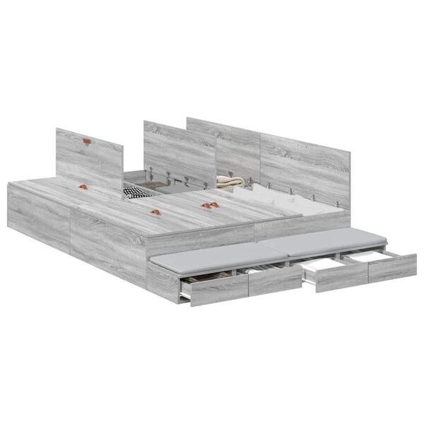 vidaXL Opbergbedframe met lade Grijs Sonoma 140 cm Bewerkt hout