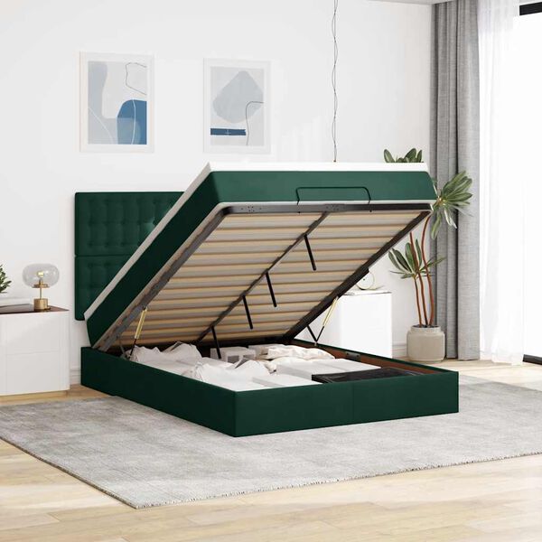 vidaXL Ottoman bed met matrassen en LED's 140x200cm fluweel