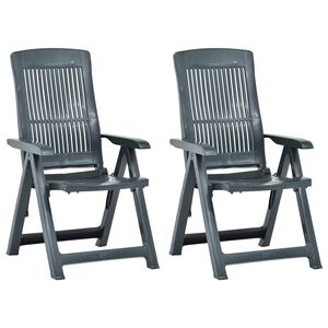 vidaXL Opklapbare ligstoelen, 2 stuks, groen plastic.