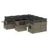 vidaXL 9-delige Loungeset met kussens poly rattan grijs