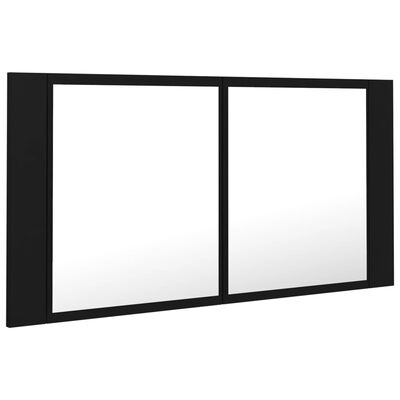 vidaXL Badkamerkast met spiegel en LED 90x12x45 cm acryl zwart
