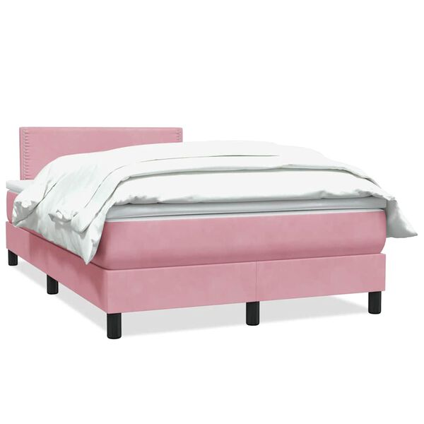 vidaXL Boxspring met matras fluweel roze 120x210 cm