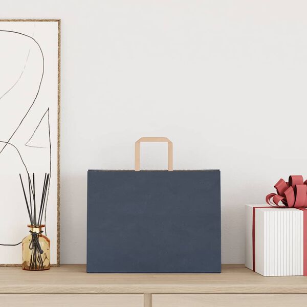 vidaXL Papieren zakken 50 st met hengsels 32x17x25 cm blauw