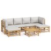 vidaXL 7-delige Loungeset met lichtgrijze kussens bamboe