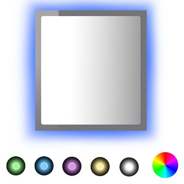 vidaXL Badkamerspiegel LED 40x8,5x37 cm acryl hoogglans grijs