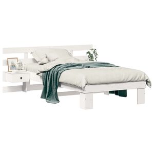 vidaXL Bedframe met hoofdeinde Wit 100 x 200 cm Massief grenenhout