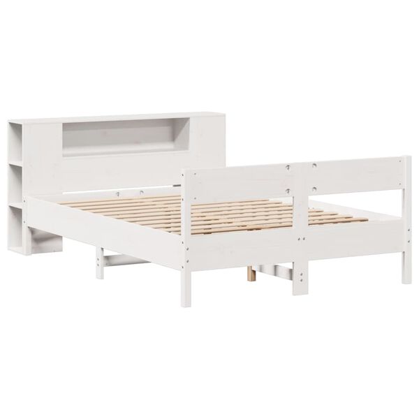 vidaXL Bed met boekenkast zonder matras grenenhout wit 160x200 cm