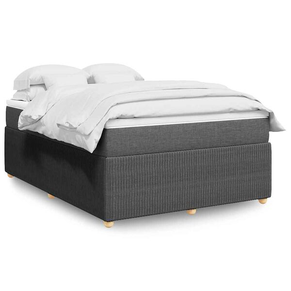 vidaXL Boxspring met matras stof donkergrijs 140x190 cm