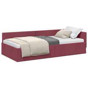 vidaXL Hoekbedframe met hoofdeinde Wijnrood 90 cm x 190 cm Stof