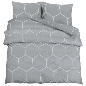 vidaXL Dekbedovertrekset 155x220 cm katoen grijs en wit