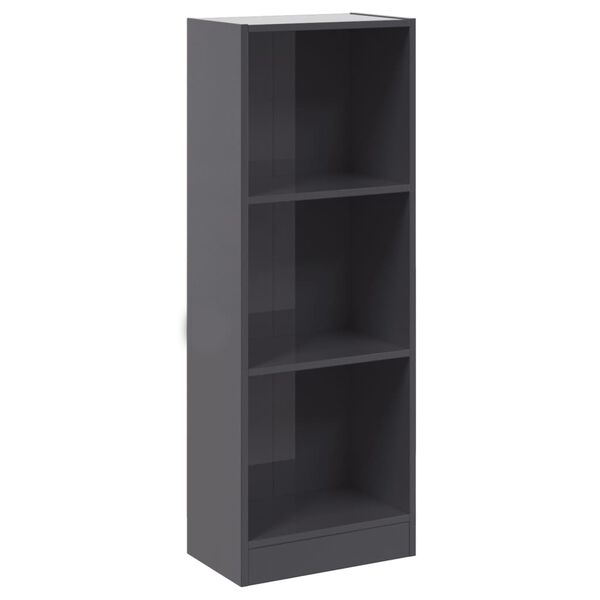 vidaXL Boekenkast 3 schappen 40x24x109 cm bewerkt hout hoogglans grijs
