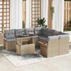 vidaXL Tuin Sofa Set met kussen 9 pcs Beige Poly riet