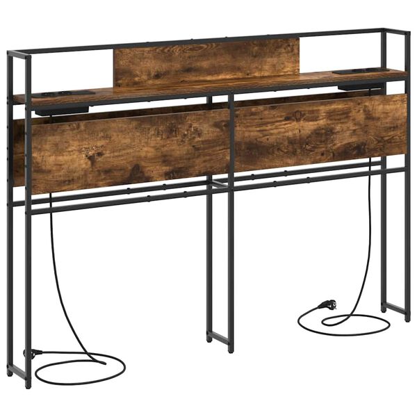 vidaXL Opberghoofdbord met plank Gerookt eiken 150 cm Bewerkt hout