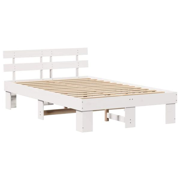 vidaXL Bedframe met hoofdeinde Wit 120 x 200 cm Massief grenenhout