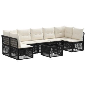 vidaXL Tuinbankenset 8 pcs Zwart poly rattan
