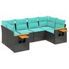 vidaXL 6-delige Loungeset met kussens poly rattan zwart